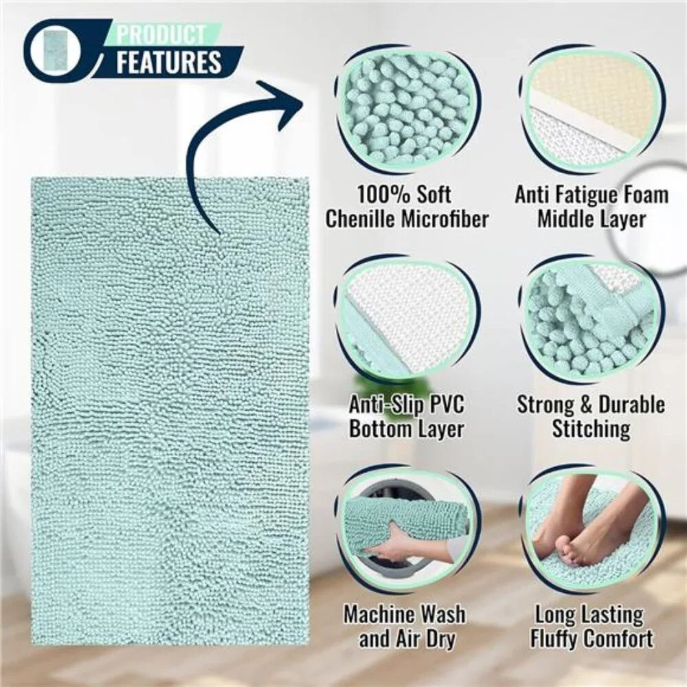 Plush Microfiber Long Runner - Non Slip Soft Bathroom Rug, Absorbent